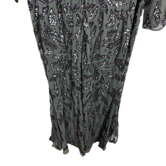 Mac Duggal Dress 8 Beaded Long Sleeve Evening Gown 5124 Sheer High Neck Elegant - Picture 7 of 10